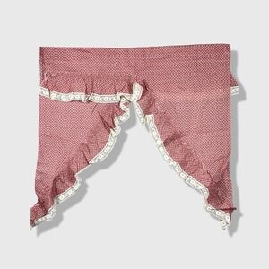 JCPenney Swag Valance Curtain Set One Size Pink Floral Lace Cottagecore Vintage